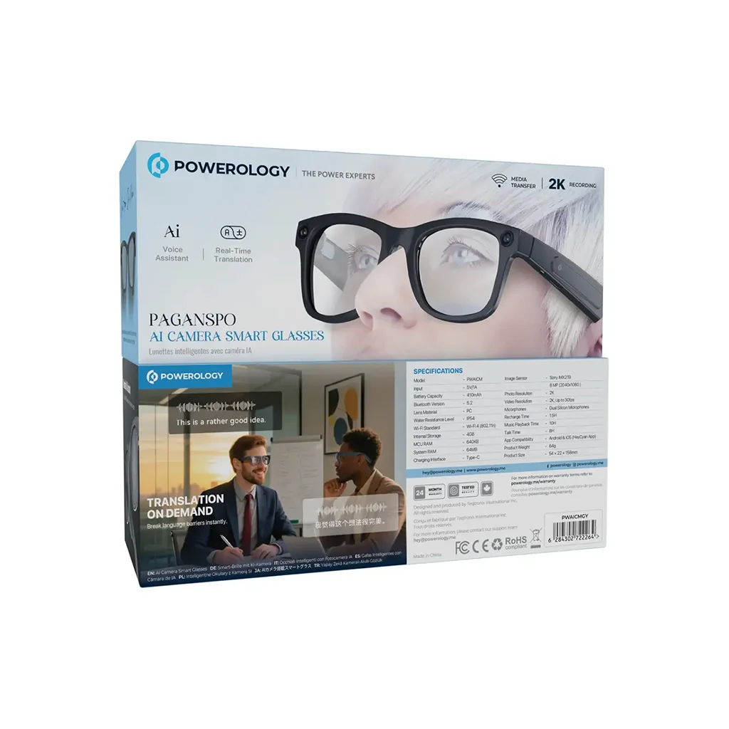 Powerology Paganspo AI Camera Smart Glasses