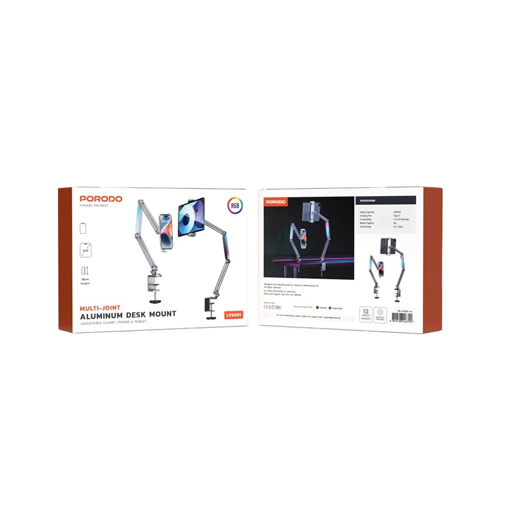 Porodo Multi-Joint Aluminum Desk Mount
