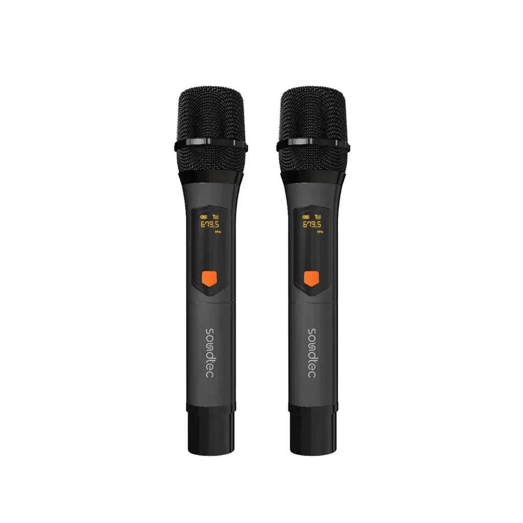 Porodo Soundtec Duo Mic Aluminum Rechargeable Wireless Microphone