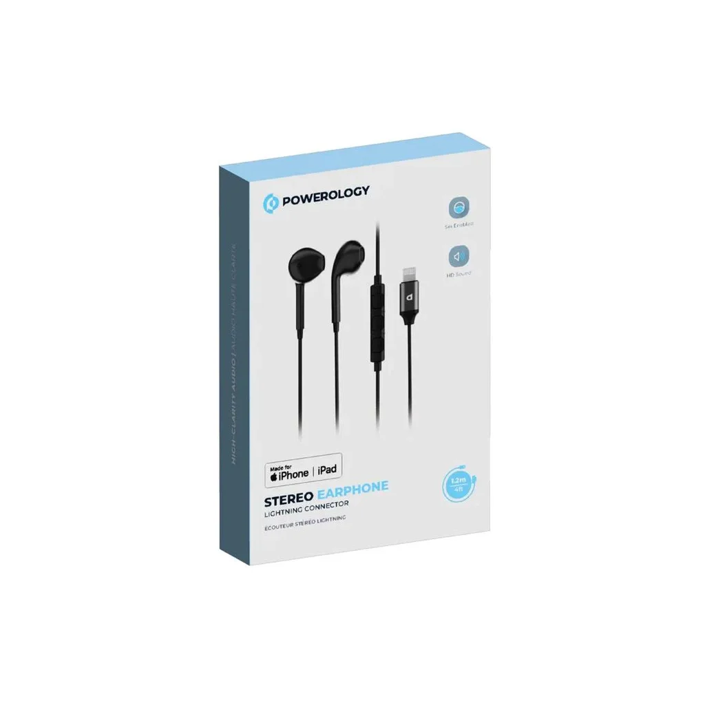 Powerology Stereo MFi Lightning Earphones 1.2M
