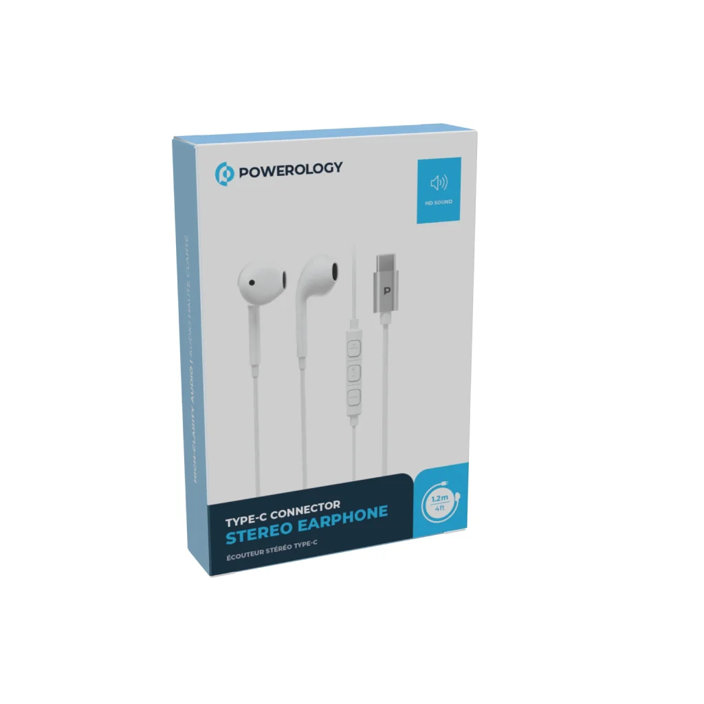 Powerology Stereo USB-C Earphones 1.2M