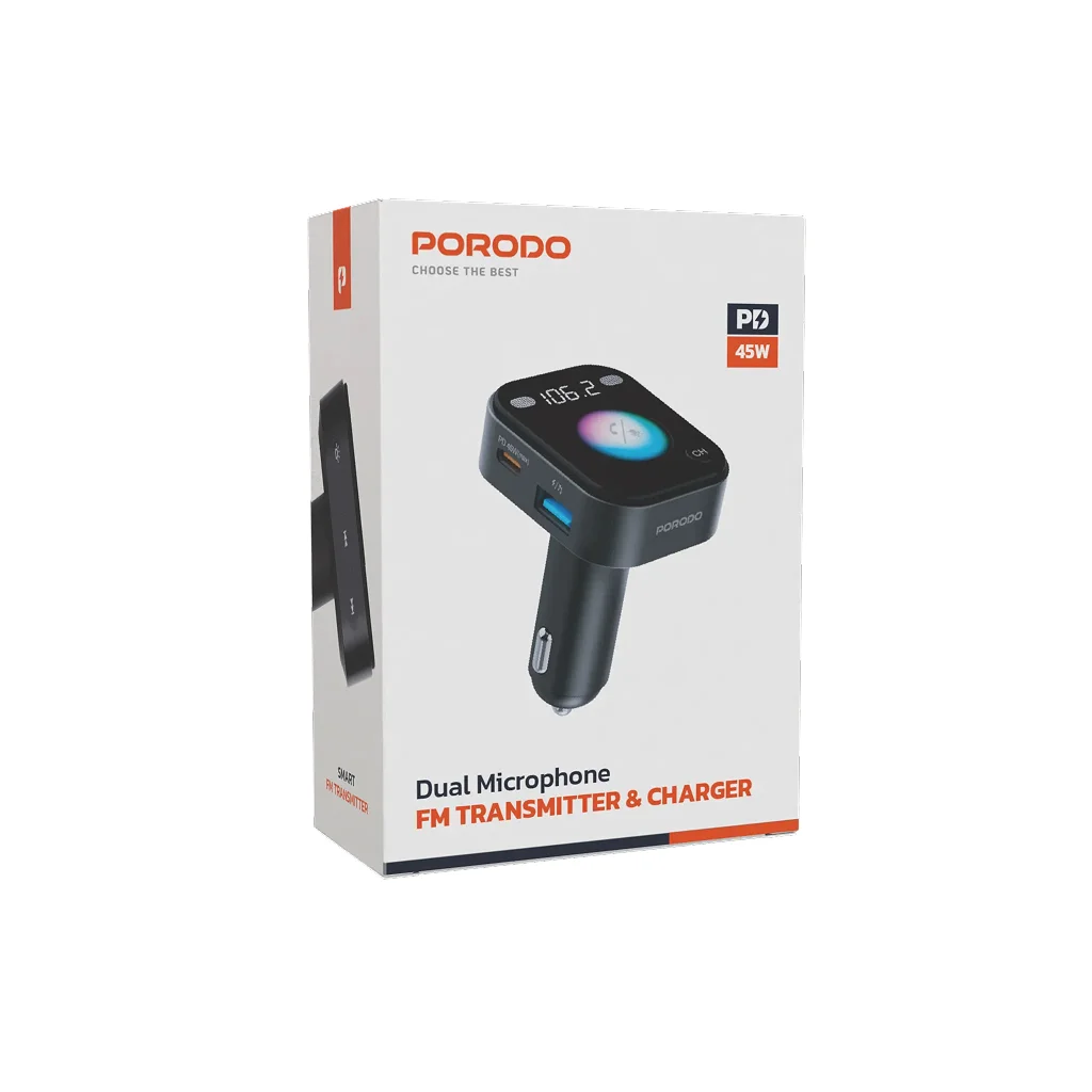 Porodo Dual Microphone FM Transmitter & Charger
