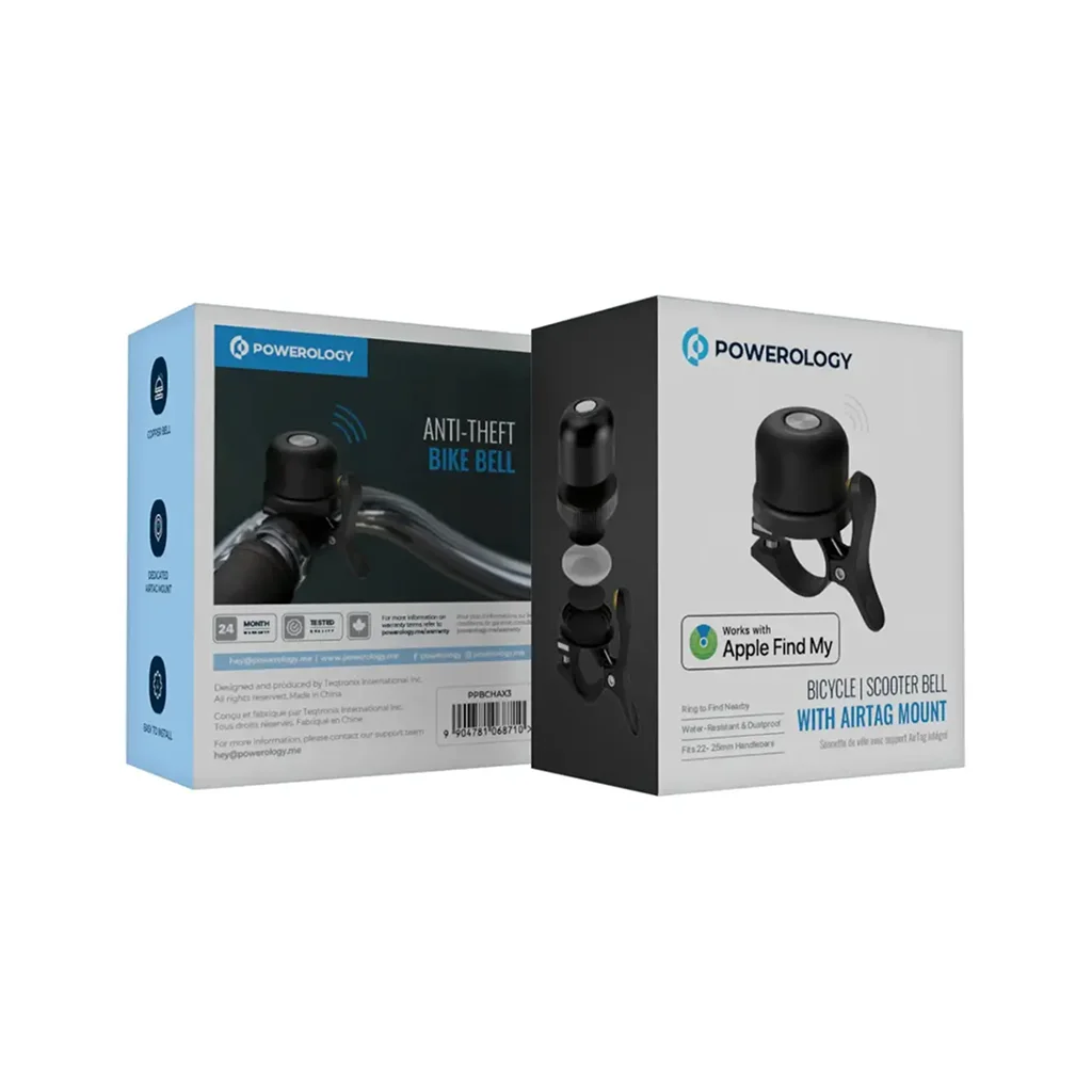 Powerology Bicycle & Scooter Bell With Airtag Mount