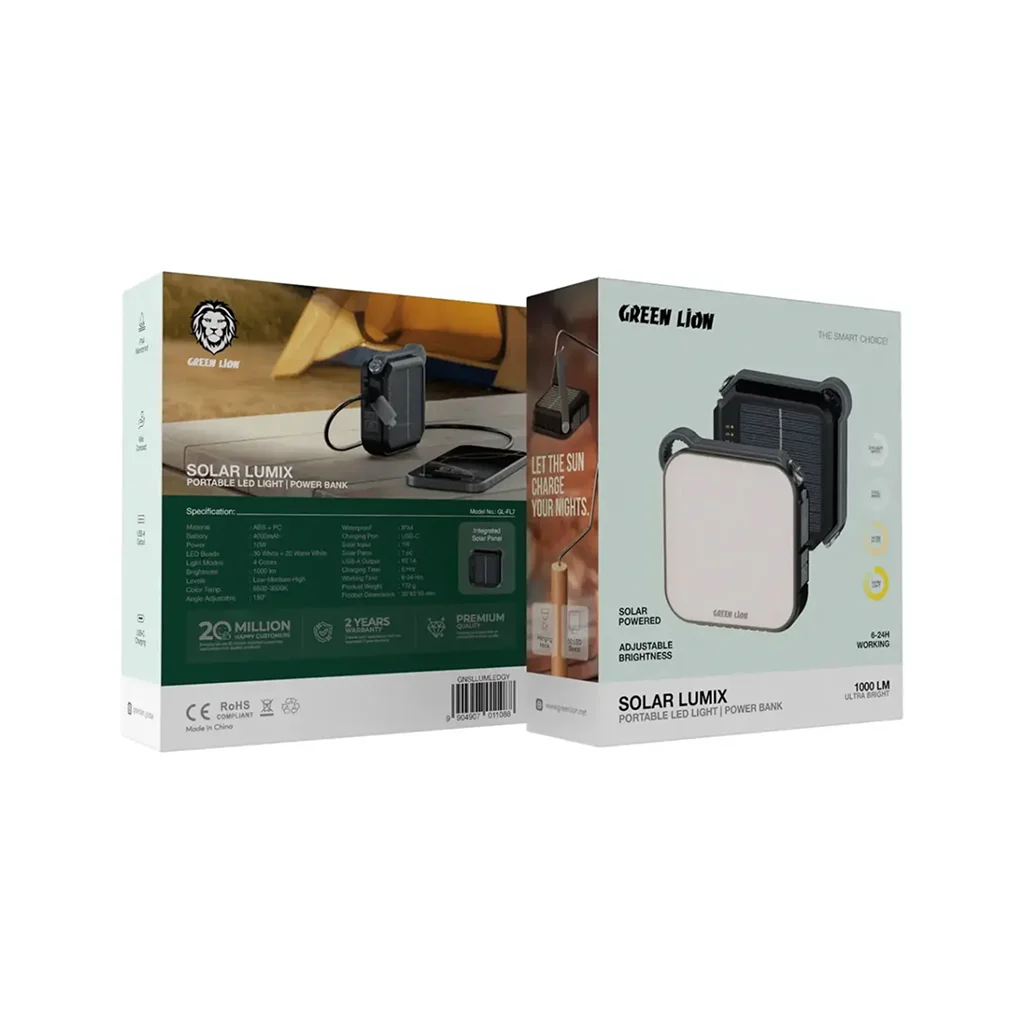 Green Lion Solar Lumix Portable LED Light with Power Bank
