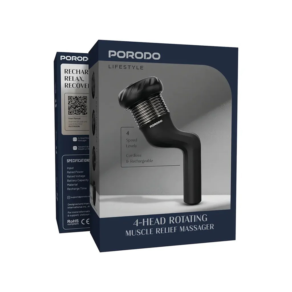 Porodo Lifestyle 4-Head Rotating Muscle Relief Massager
