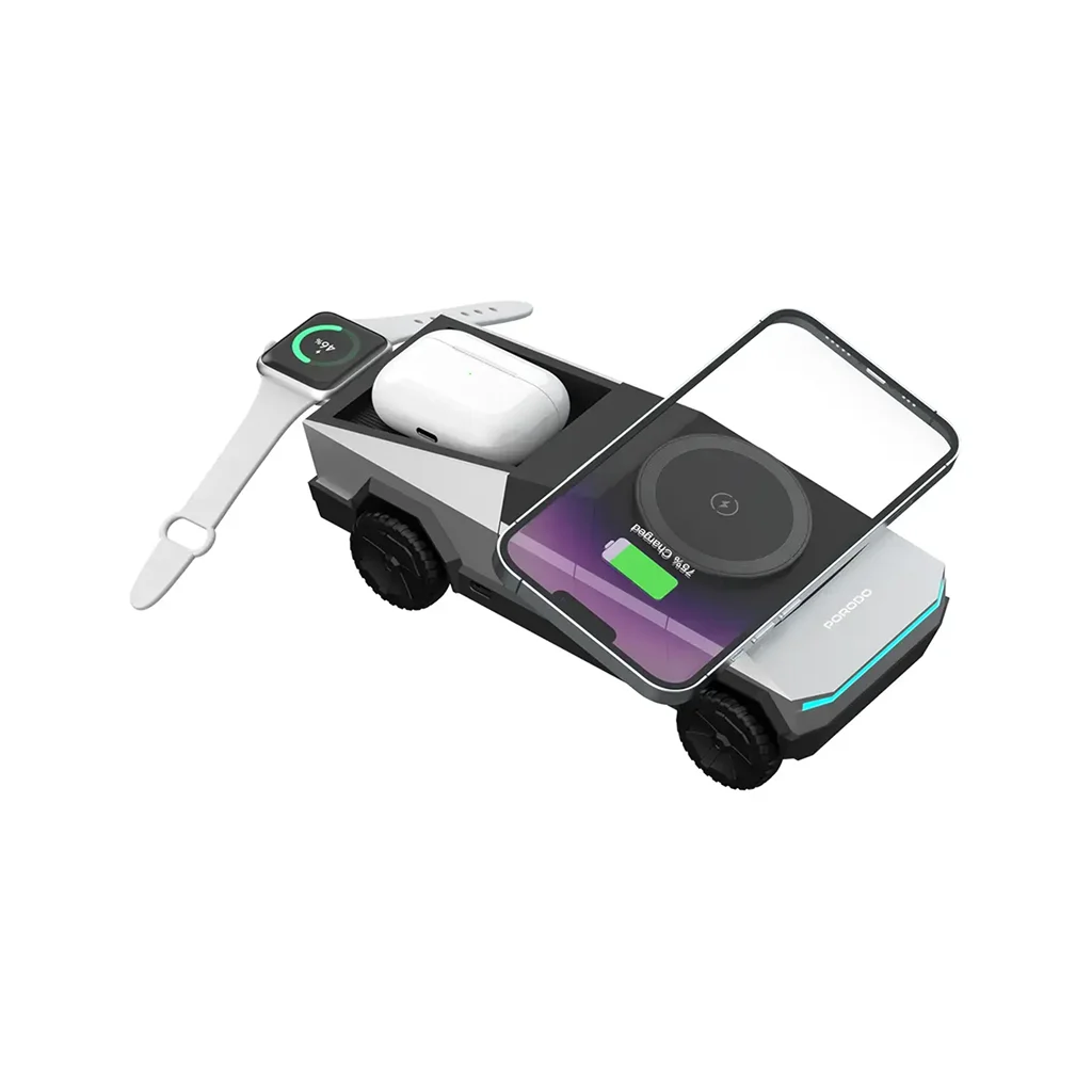 Porodo Cyber Dock Wireless Charger with Rotating Stand