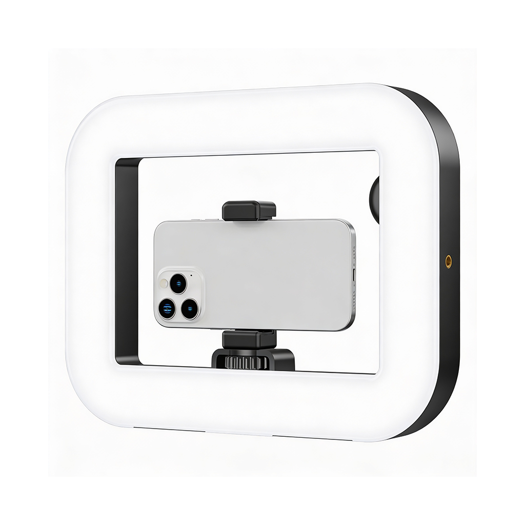 Porodo Lifestyle Handheld Ring Grip Camera & phone vlogging light with Desktop support & Phone clamp