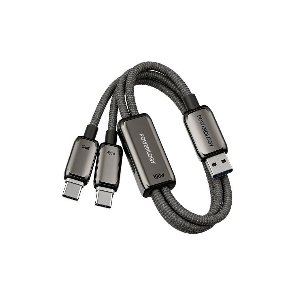 Powerology Zinco Series 2-in-1 Dual USB-C Cable