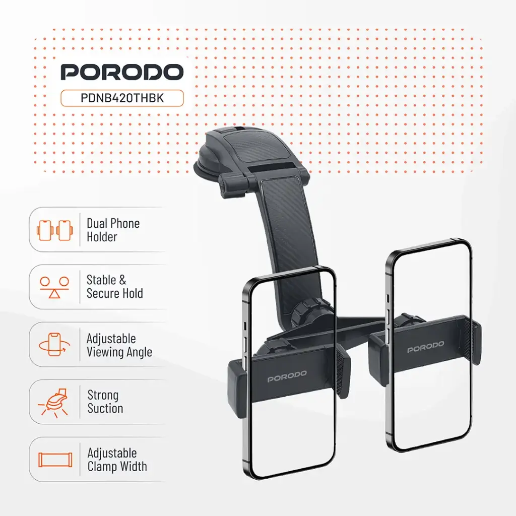 Porodo 360° Rotatable Car Phone Holder