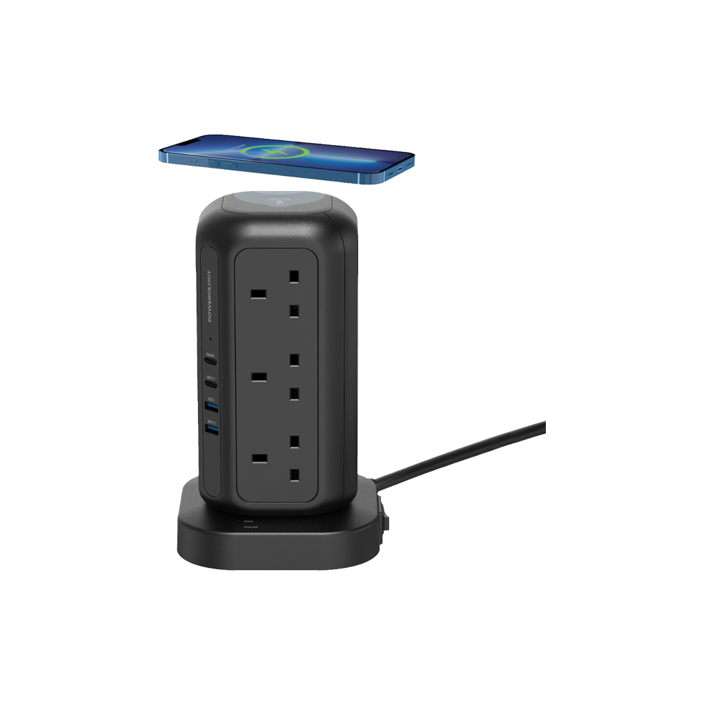 Powerology 12 AC Sockets GaN Tower Hub