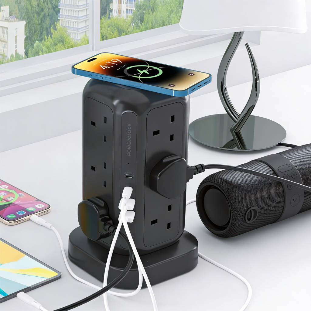 Powerology 12 AC Sockets GaN Tower Hub