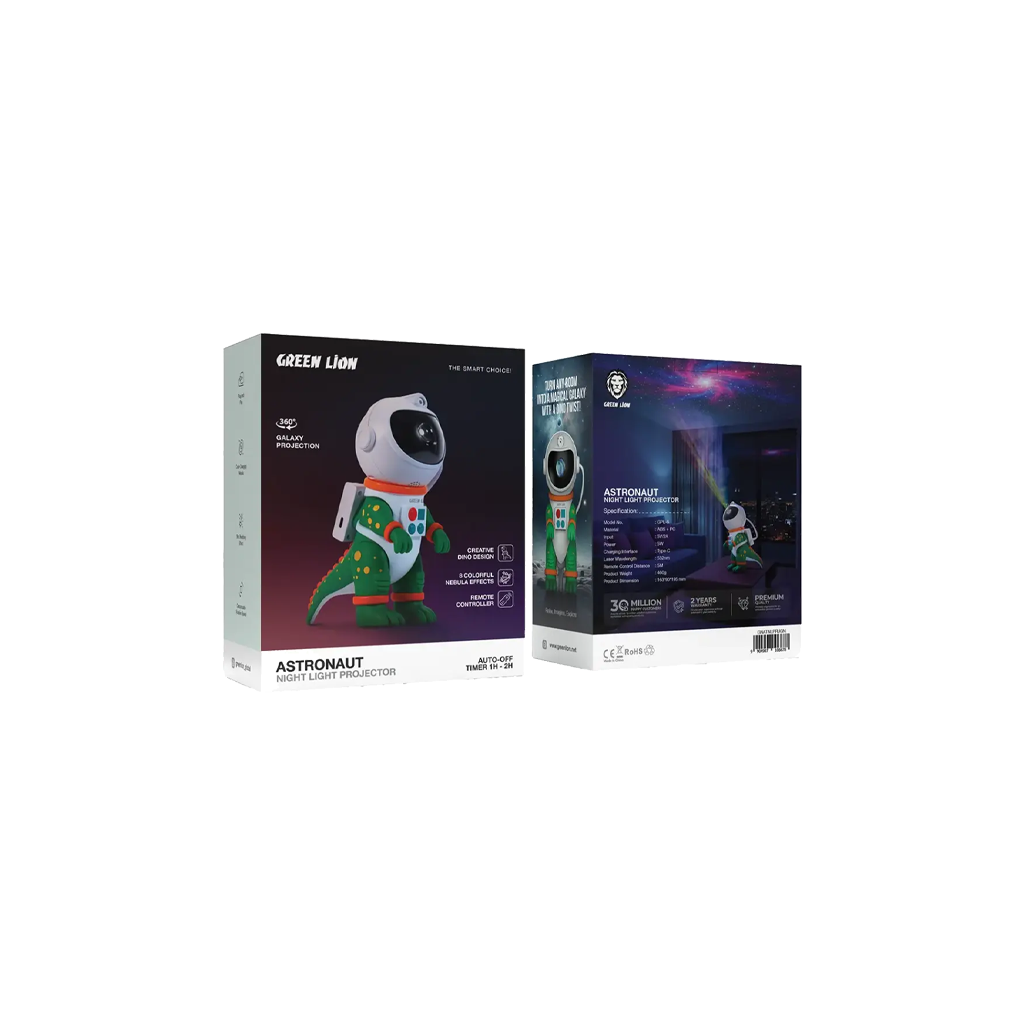 Green Lion Astronaut Night Light Projector
