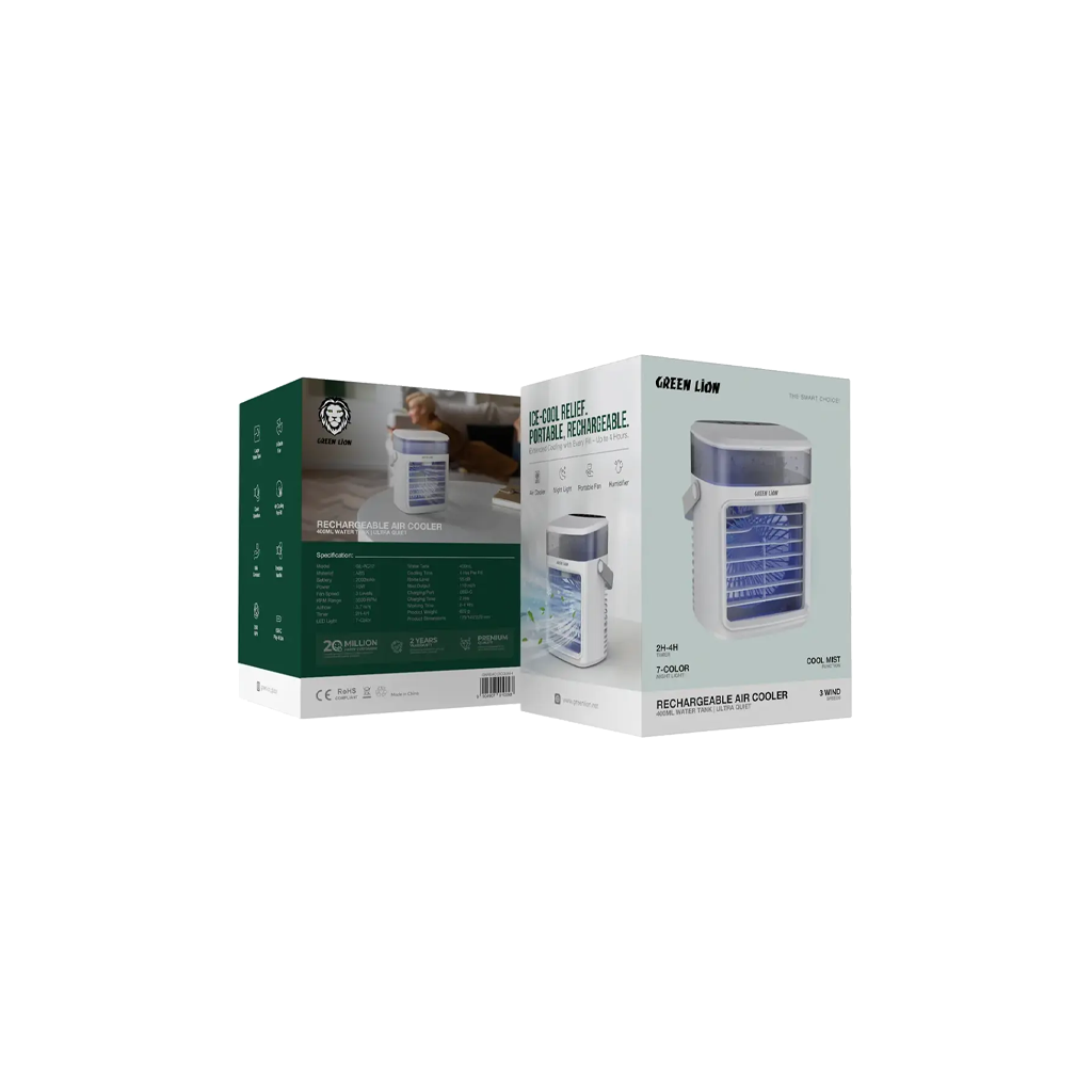 Green Lion Rechargeable Air Cooler Fan with 400mL Water Tank
