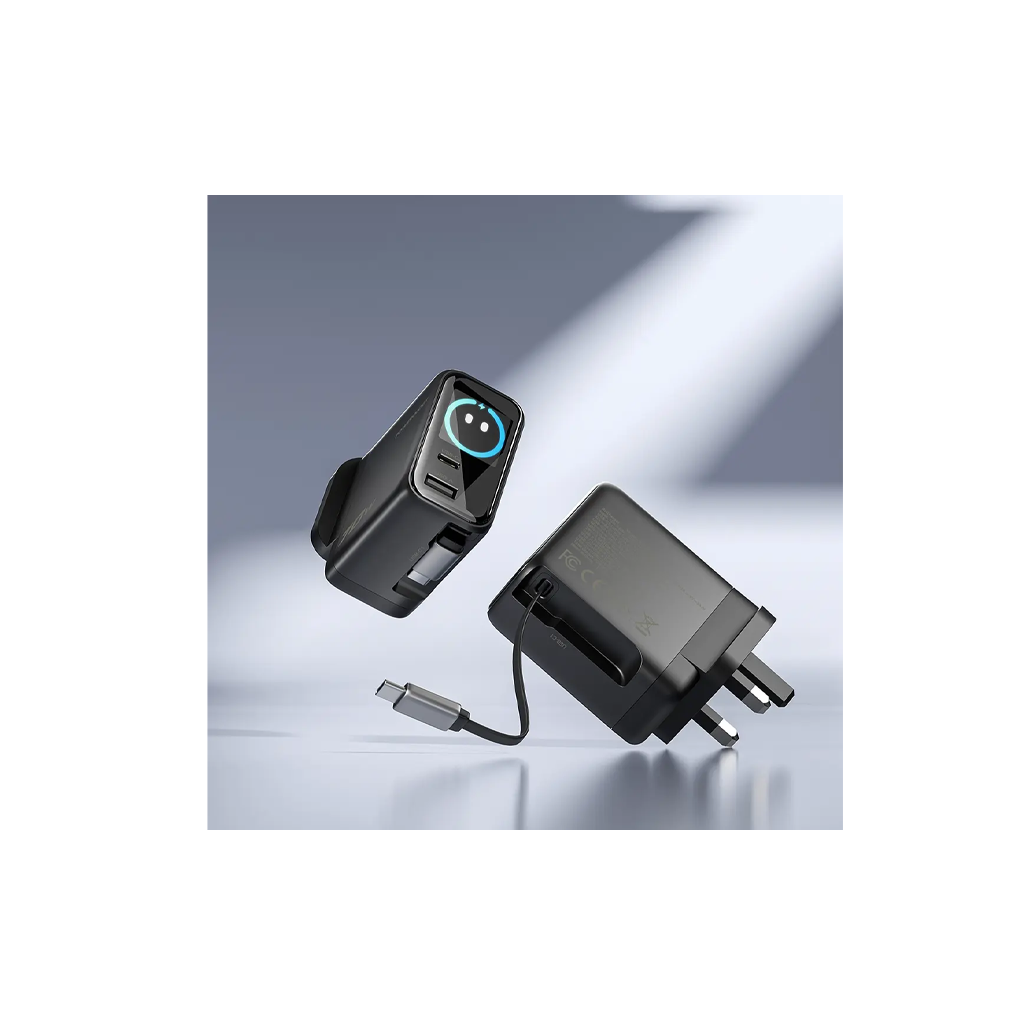 Powerology 70W TFT Adapter with Retractable Type-C Cable