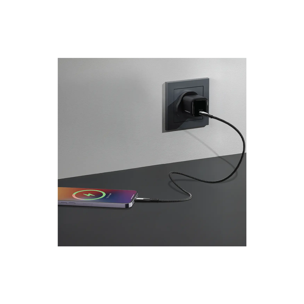 Powerology Volt-X 25W Mini Gan Wall Charger with USB C to USB C Cable