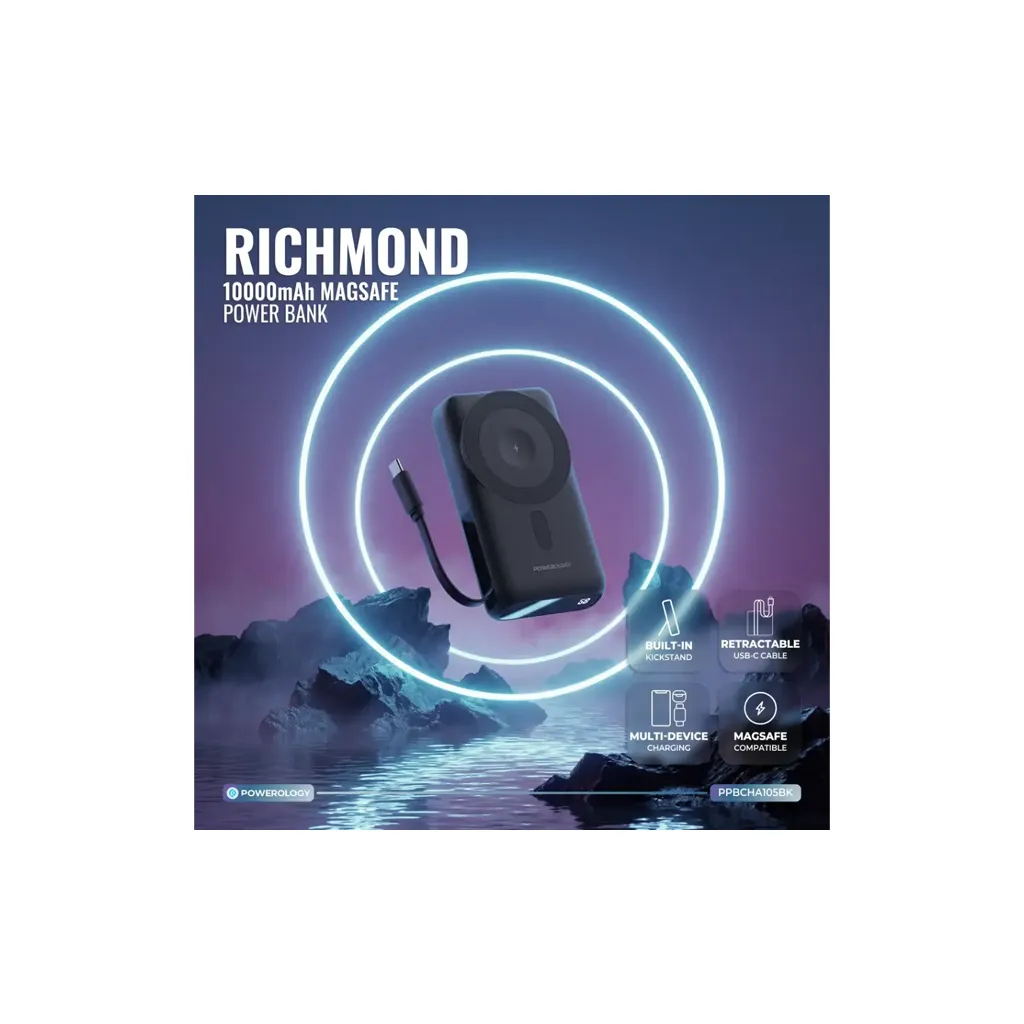 Powerology Richmond 10000mAh Magsafe Power Bank black color 2.webp