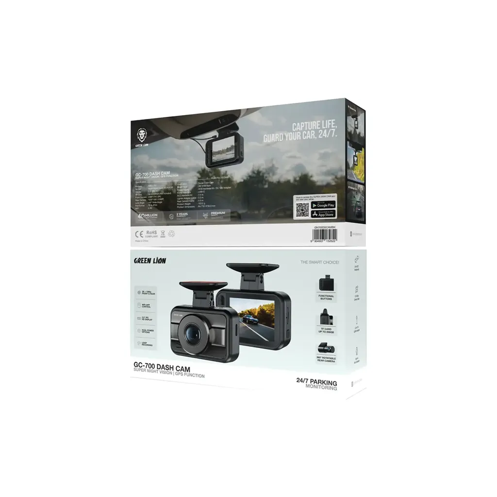 Green Lion GC-700 Dash Cam with Super Night Vision & GPS Function - Black 4.webp