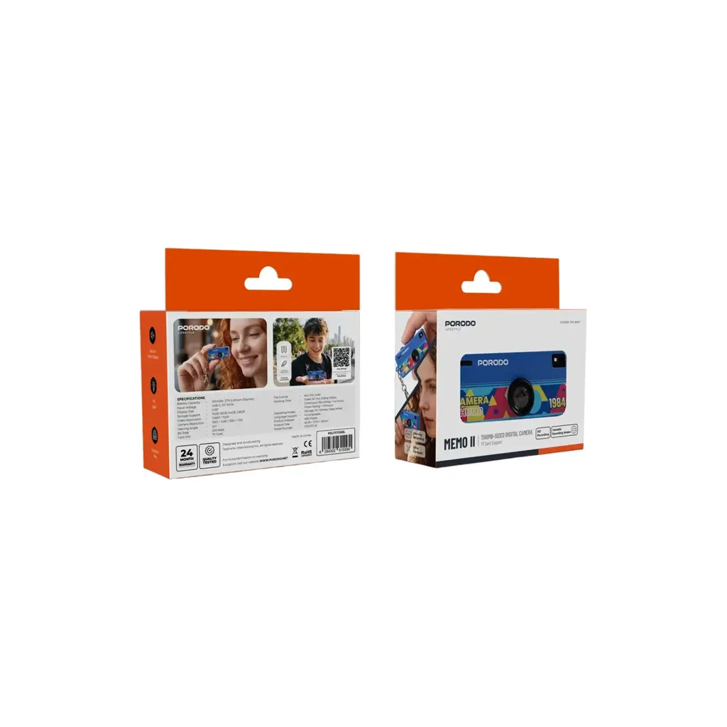 Porodo Lifestyle Memo II Thumb-Sized Digital Camera with TF Card Support 1 blue 3.webp
