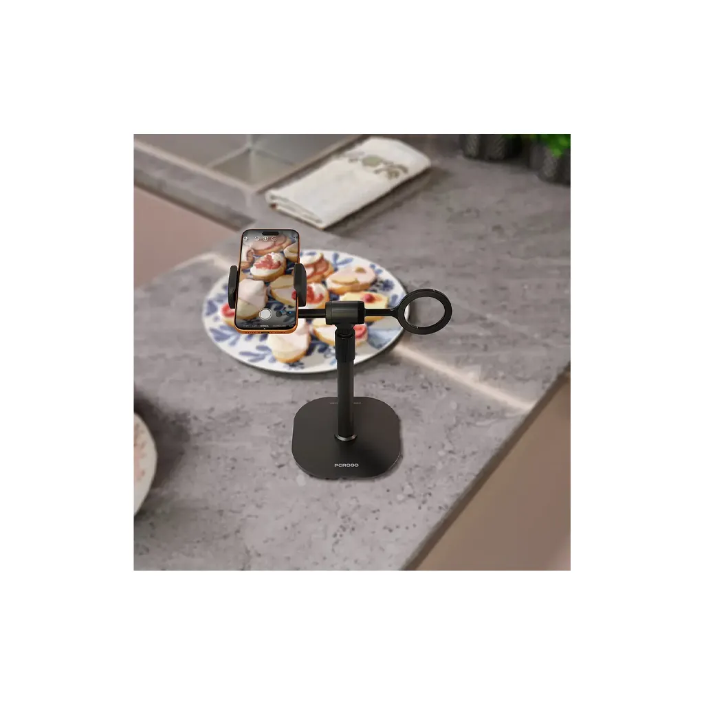 Porodo Evostand 360° Dual Rotating Phone Holder with Anti-Slip Base - Black 4.webp