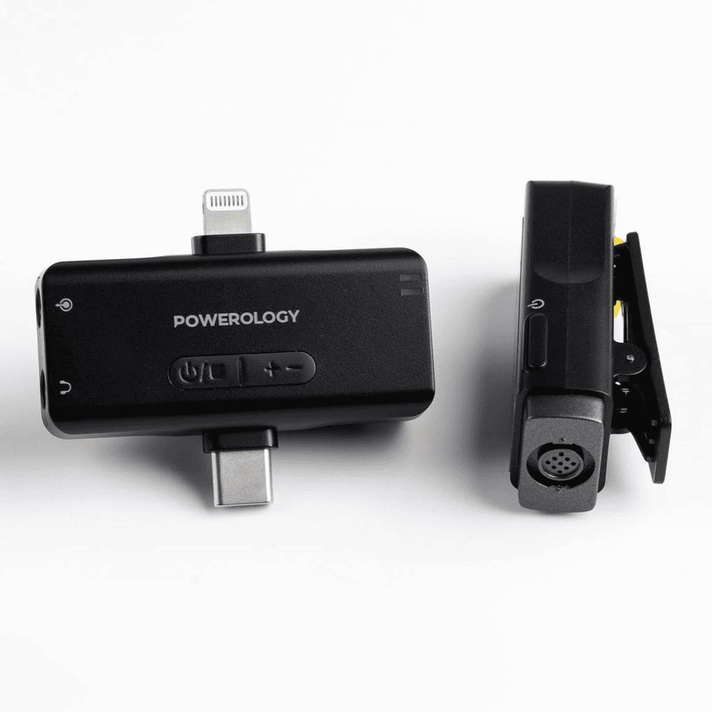 Powerology MFI Dual Connector Wireless Lavalier Microphone Mic 