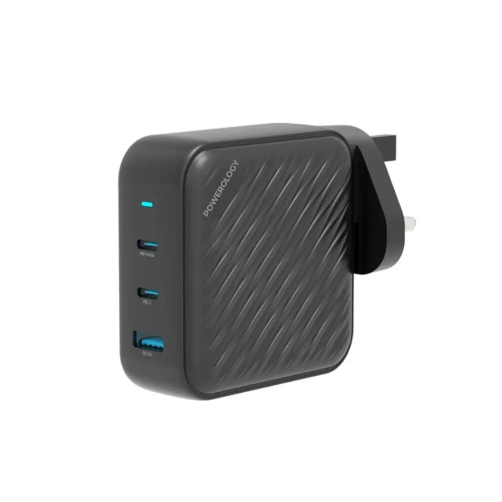 Powerology 140W PD QC 2xUSB-C and 1xUSB-A GaN Charger