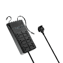 Powerology 2500W 6 AC Power Strip With Built-In Retractable Cables