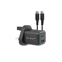 Powerology 35W PD QC 1xUSB-C 35W and 1xUSB-A 18W GaN Charger UK -with Type C to C Cable 60W