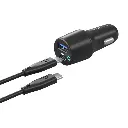 Powerology Type-C Retractable Car Charger 70W