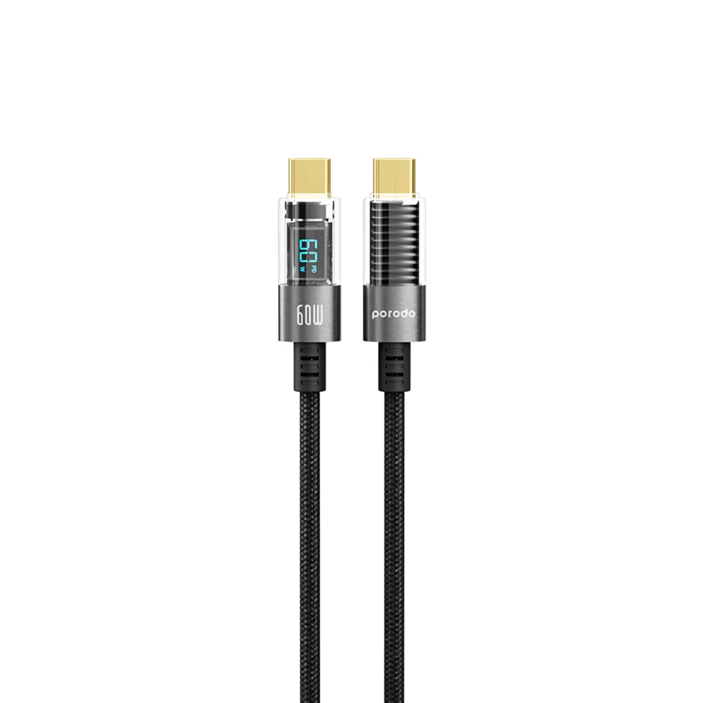 Porodo 60W USB-C to C Braided Cable with PD Display