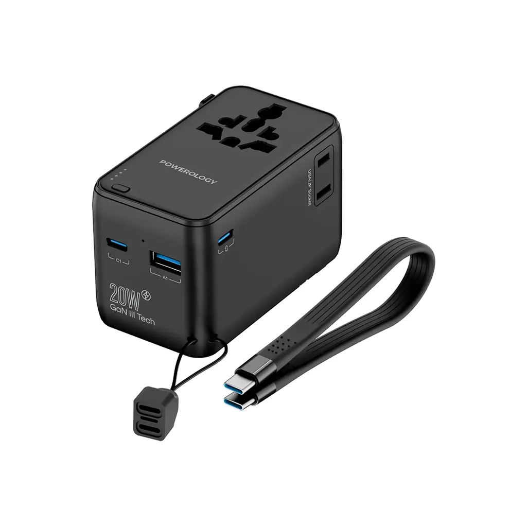 Powerology 2500W Universal Travel Adapter with 4000mAh Power Bank