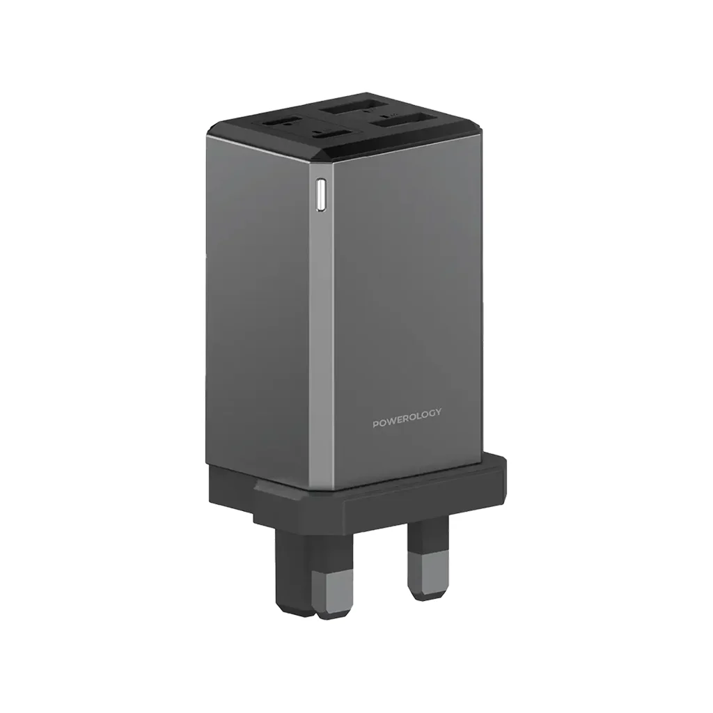 Powerology 65W GaN UK Plug Travel Adapter