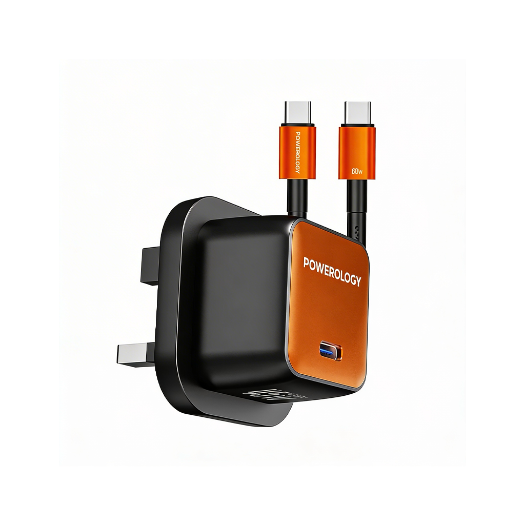 Powerology QX 45W Pocket-Sized GaN Adapter with USB-C Cable