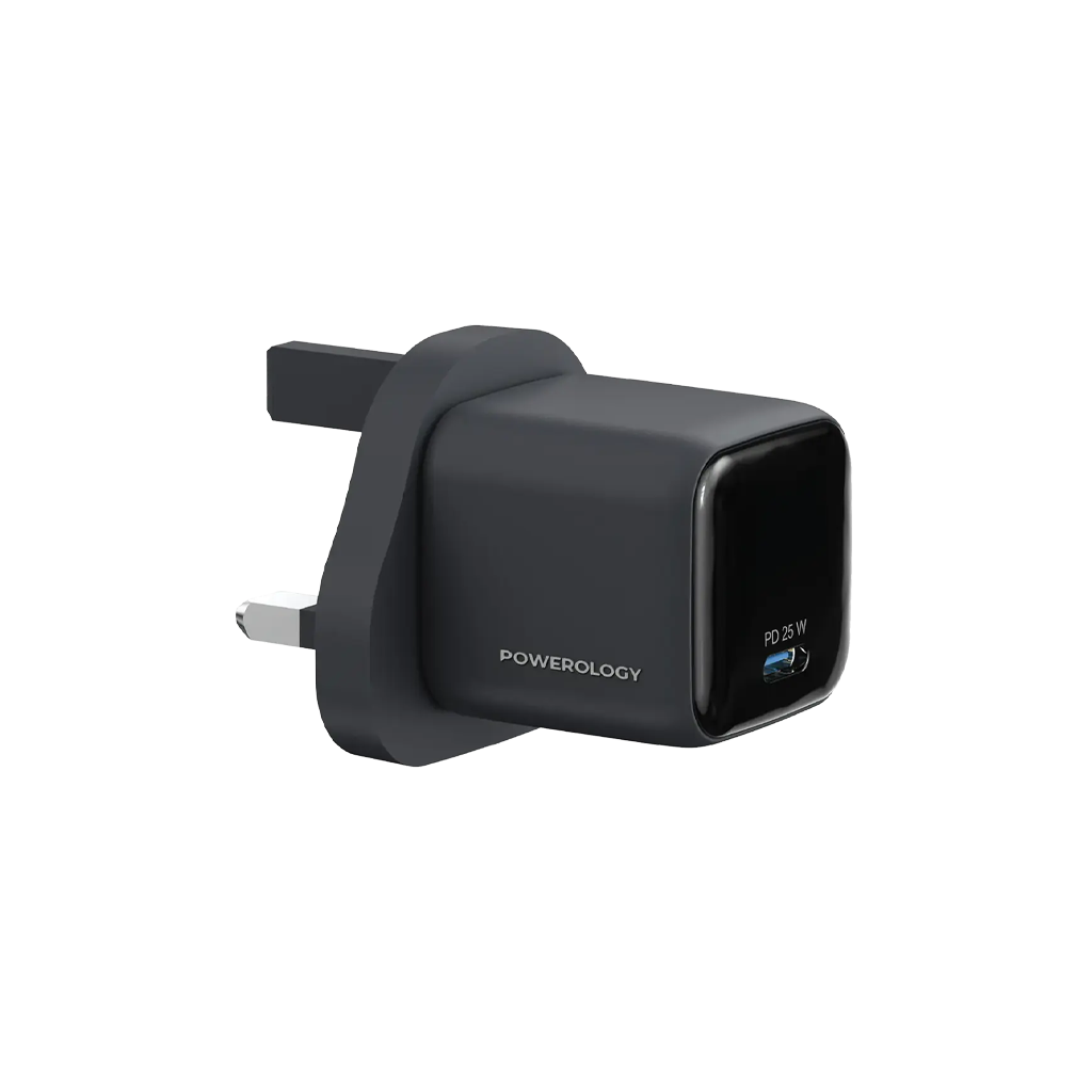 Powerology Volt-X 25W Mini Gan Wall Charger with USB C to Lightning Cable