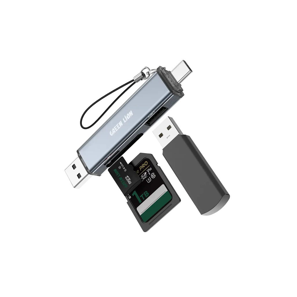 Green Lion 3 in 1 Card Reader with USB-A & USB-C Connectivity