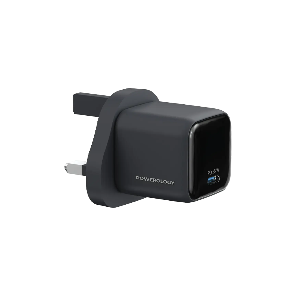 Powerology Volt-X 25W Mini Gan Wall Charger with USB C to USB C Cable