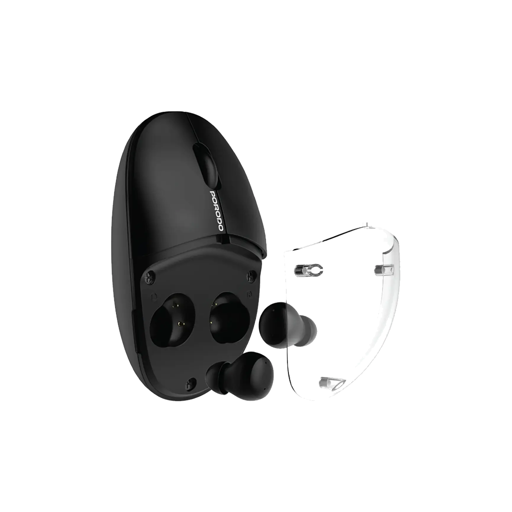 Porodo Wireless TWS Earbuds & Mouse with Transparent Magnetic Cover