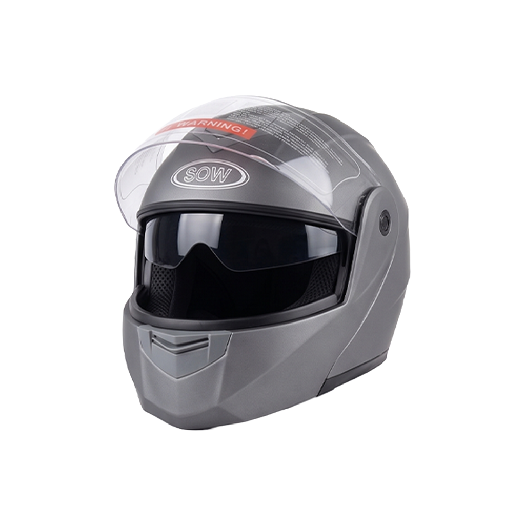 Sow Double Lens Full Face Motorcycle Helmet (Gray)