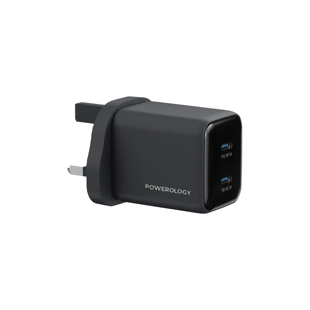 Powerology Volt-X 45W Dual-Port Wall Charger with USB-C to C Cable