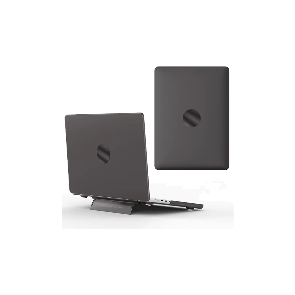 Macbook Hard Shell Case with Stand (Black, Air 13.6" (A2681/ A3113）)