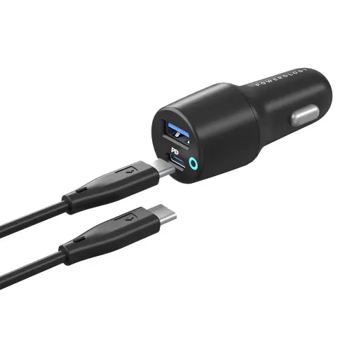 Powerology Type-C Retractable Car Charger 70W