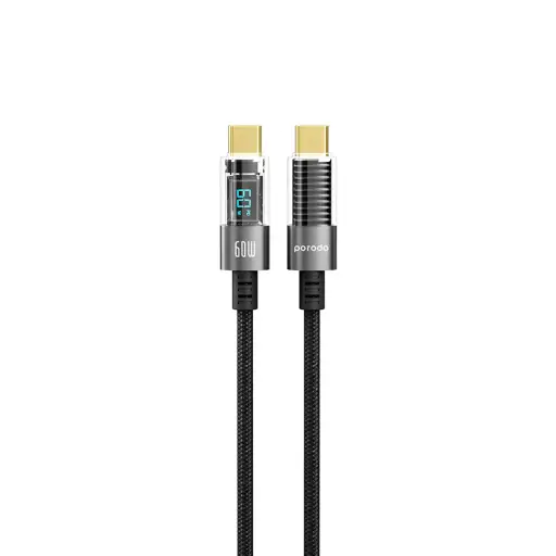 Porodo 60W USB-C to C Braided Cable with PD Display